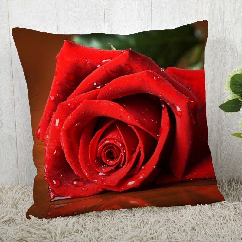 Red Rose Flower Print Μαξιλαροθήκη Καναπές Διακόσμηση γραφείου σπιτιού