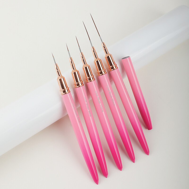 5 tk French Stripe Nail Art Liner Pintslikomplekt 3D Tips Line Stripes DIY Joonistuspliiats UV-geelpintslid Värvimispliiats maniküüri tööriistad