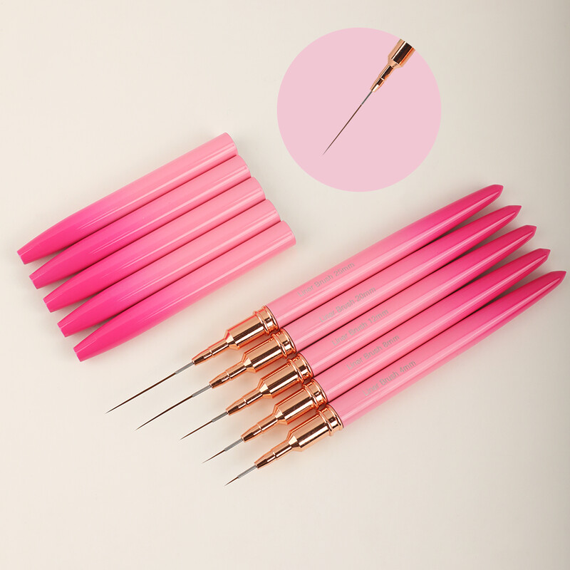 5 tk French Stripe Nail Art Liner Pintslikomplekt 3D Tips Line Stripes DIY Joonistuspliiats UV-geelpintslid Värvimispliiats maniküüri tööriistad