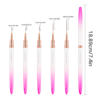 5 бр. Четка за нокти French Stripe Nail Art Line Painting Pen 3D Tips Маникюр тънка писалка за рисуване на линии UV Gel Brushes Инструменти за рисуване