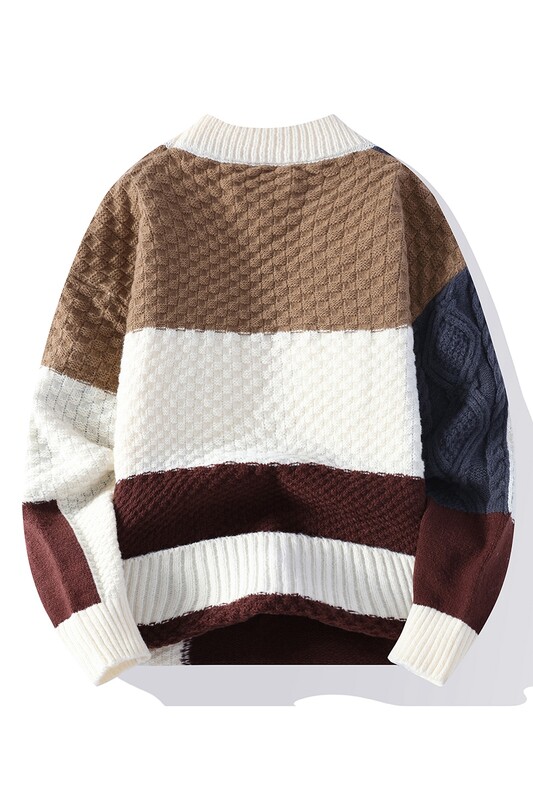 Jesen i zima 2024., muški plišani debeli stil, moderan i udoban, topao ležeran pleteni pulover dugih rukava s okruglim izrezom