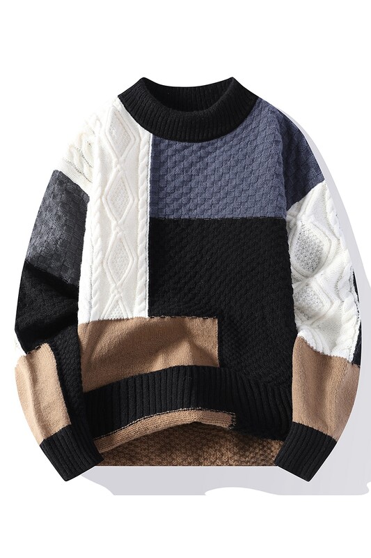 Jesen i zima 2024., muški plišani debeli stil, moderan i udoban, topao ležeran pleteni pulover dugih rukava s okruglim izrezom