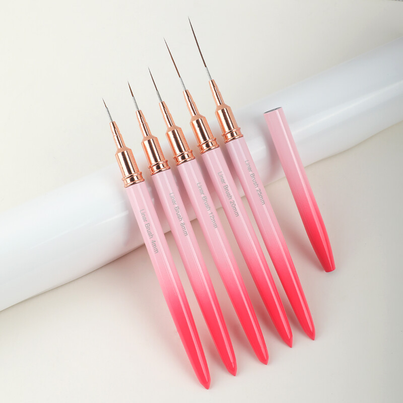 5 tk mitmevärviline küünevoodri pintsli komplekt joonistusjoon prantsuse triibu värvimine lillepliiats küünekunsti maniküür UV geelküünepintsel