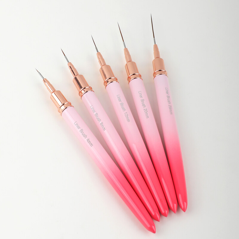 5 tk mitmevärviline küünevoodri pintsli komplekt joonistusjoon prantsuse triibu värvimine lillepliiats küünekunsti maniküür UV geelküünepintsel