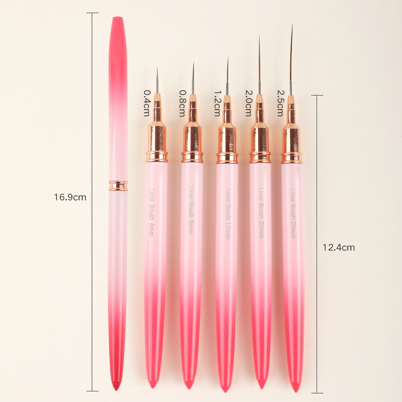 5 tk mitmevärviline küünevoodri pintsli komplekt joonistusjoon prantsuse triibu värvimine lillepliiats küünekunsti maniküür UV geelküünepintsel