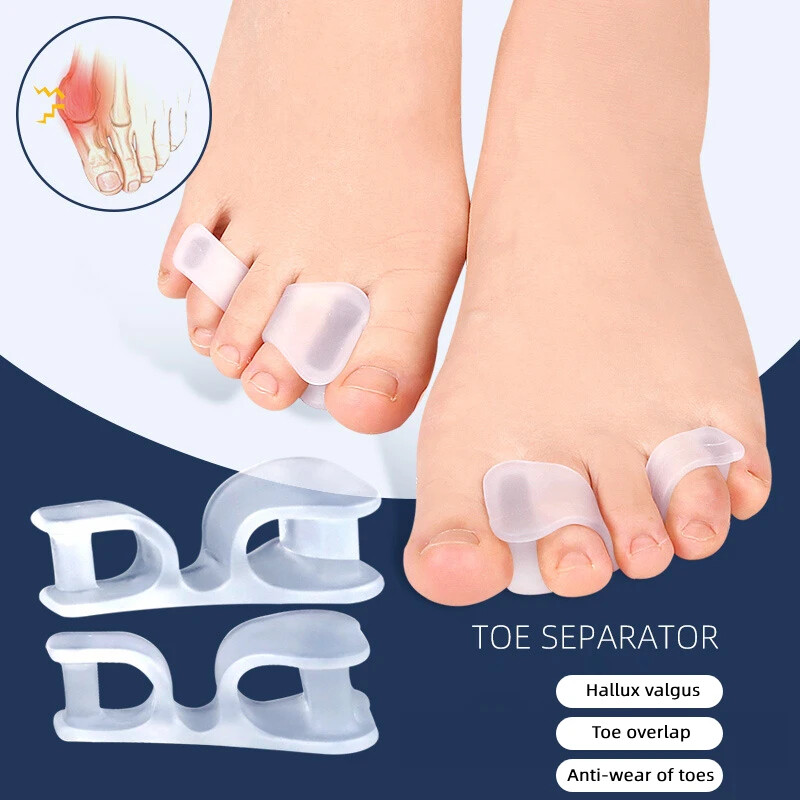 2vnt = 1 pora Hallux Valgus pėdų priežiūros pedikiūro silikono gelio tiesinimo priemonė, dviejų skylučių pirštų atskyrimo priemonė pirštų apsauga, bunion reguliatorius