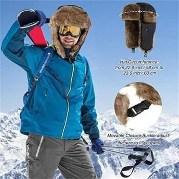 Unisex Warm ανδρικό γυναικείο Trapper Cap Aviator Trooper Earflap Winter Flaps Καπέλο σκι Νέα καπέλα Bomber Καπέλο σκι Ρωσίας Καπέλα από ψεύτικη γούνα