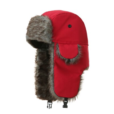 Унисекс топла мъжка дамска капачка с трапер Aviator Trooper Earflap Winter Flaps Ски шапка Нови бомбардировъчни шапки Руска ски шапка Шапки с изкуствена кожа