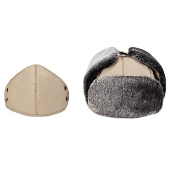 Καπέλα χειμερινού βομβαρδισμού Pilot Cap Fur Earflap Snow Caps Ζεστό καπέλο Αθλητική μάσκα προσώπου για άνδρες και γυναίκες Κράνος ποδηλάτου Beanies Masked Cap