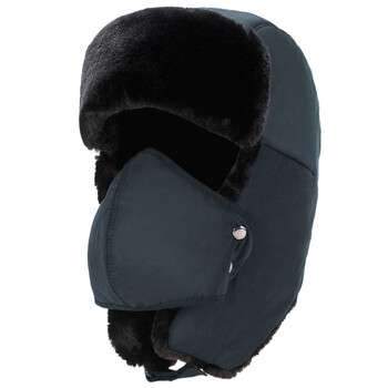 Καπέλα χειμερινού βομβαρδισμού Pilot Cap Fur Earflap Snow Caps Ζεστό καπέλο Αθλητική μάσκα προσώπου για άνδρες και γυναίκες Κράνος ποδηλάτου Beanies Masked Cap