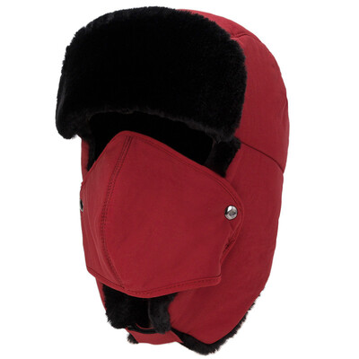 Καπέλα χειμερινού βομβαρδισμού Pilot Cap Fur Earflap Snow Caps Ζεστό καπέλο Αθλητική μάσκα προσώπου για άνδρες και γυναίκες Κράνος ποδηλάτου Beanies Masked Cap