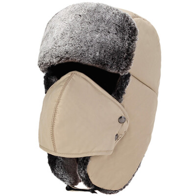 Καπέλα χειμερινού βομβαρδισμού Pilot Cap Fur Earflap Snow Caps Ζεστό καπέλο Αθλητική μάσκα προσώπου για άνδρες και γυναίκες Κράνος ποδηλάτου Beanies Masked Cap