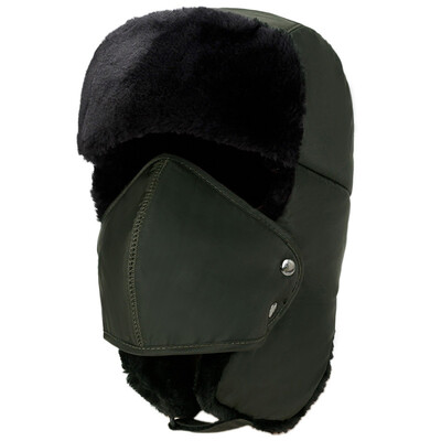 Καπέλα χειμερινού βομβαρδισμού Pilot Cap Fur Earflap Snow Caps Ζεστό καπέλο Αθλητική μάσκα προσώπου για άνδρες και γυναίκες Κράνος ποδηλάτου Beanies Masked Cap