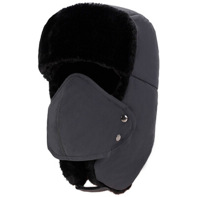 Καπέλα χειμερινού βομβαρδισμού Pilot Cap Fur Earflap Snow Caps Ζεστό καπέλο Αθλητική μάσκα προσώπου για άνδρες και γυναίκες Κράνος ποδηλάτου Beanies Masked Cap
