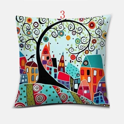 Rajzfilm fa graffiti mintás párnahuzat otthoni nappali kanapé dekoráció négyzet alakú párna 45*45cm