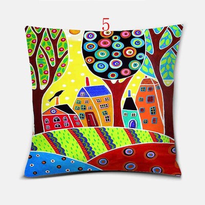 Rajzfilm fa graffiti mintás párnahuzat otthoni nappali kanapé dekoráció négyzet alakú párna 45*45cm