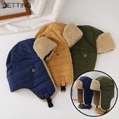 Férfi női téli kerékpározás síelés szélálló bomber sapkák plusz bársony vastag meleg fülvédő puha fülvédő sapka sí hósapka