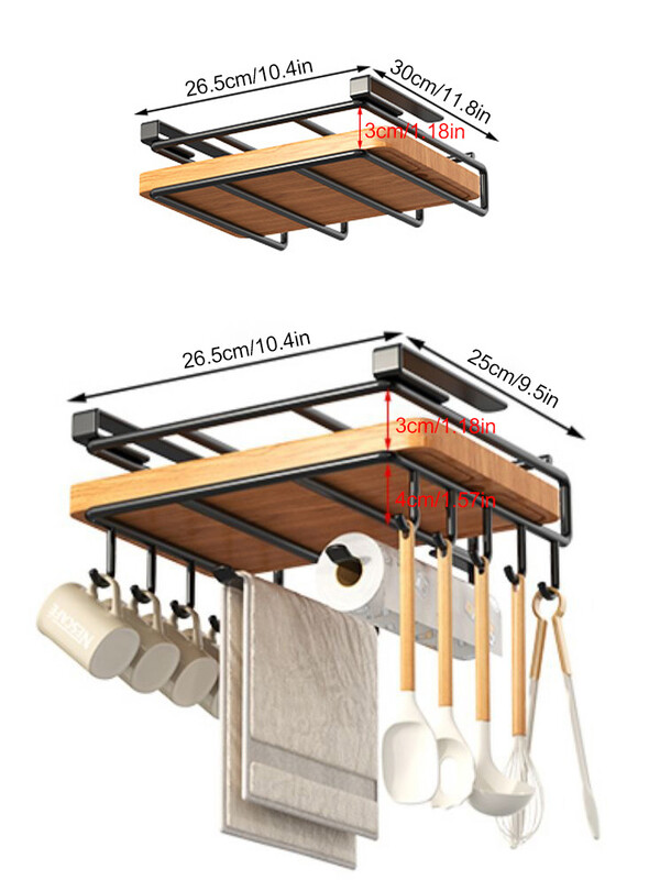 Kuhinjski viseći organizator Stalak s kukama ispod ormarića Krpe za papirnate ručnike Vješalica Daska za rezanje Poklopac za lonac Držač Polica za odlaganje