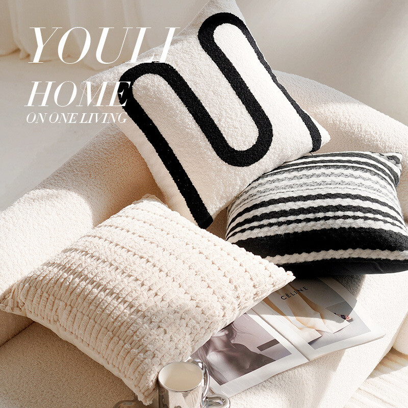 Moderni minimalistički jastuci i vrhunski ugođaj. Tkanina za jastuk, jastuk za krevet, kauč u dnevnoj sobi, navlaka za jastuk, ukras za dom