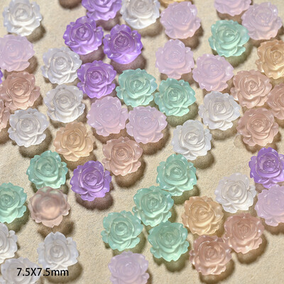 100kom crnih 3D privjesaka za nokte u obliku cvijeta kamelije Ukrasi za nokte s ravnim leđima u obliku cvijeta ruže za nokte s dragim kamenčićima Manikura Nakit za nokte