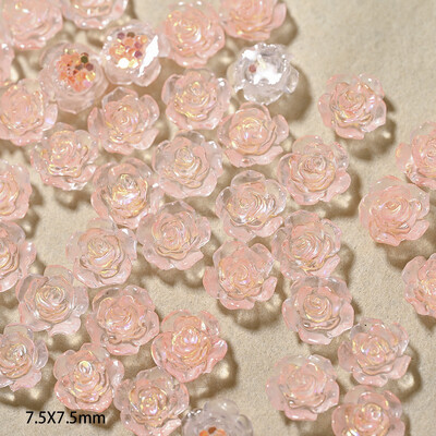 100kom crnih 3D privjesaka za nokte u obliku cvijeta kamelije Ukrasi za nokte s ravnim leđima u obliku cvijeta ruže za nokte s dragim kamenčićima Manikura Nakit za nokte