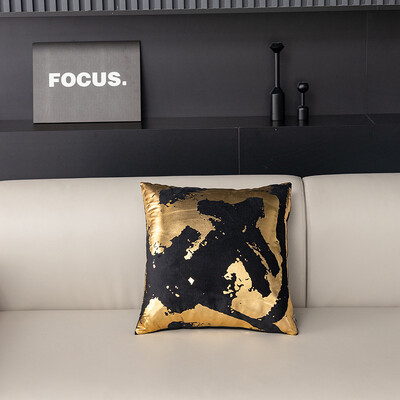 Ανώμαλα, αφηρημένα, γεωμετρικά μπρονζέ τυπωμένα καλύμματα μαξιλαριού για μαξιλάρι για καναπέ-κρεβάτι, διακόσμηση σπιτιού σε χρυσό λευκό