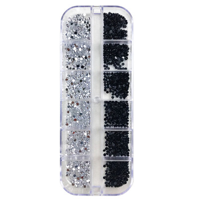 3000Pcs a Box Nail Art Flat Back Crystal Rhinestone 1,5mm 2,0mm Dazzling Diamonds Strass Tip 3D Διακόσμηση