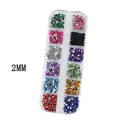 3000Pcs a Box Nail Art Flat Back Crystal Rhinestone 1,5mm 2,0mm Dazzling Diamonds Strass Tip 3D Διακόσμηση