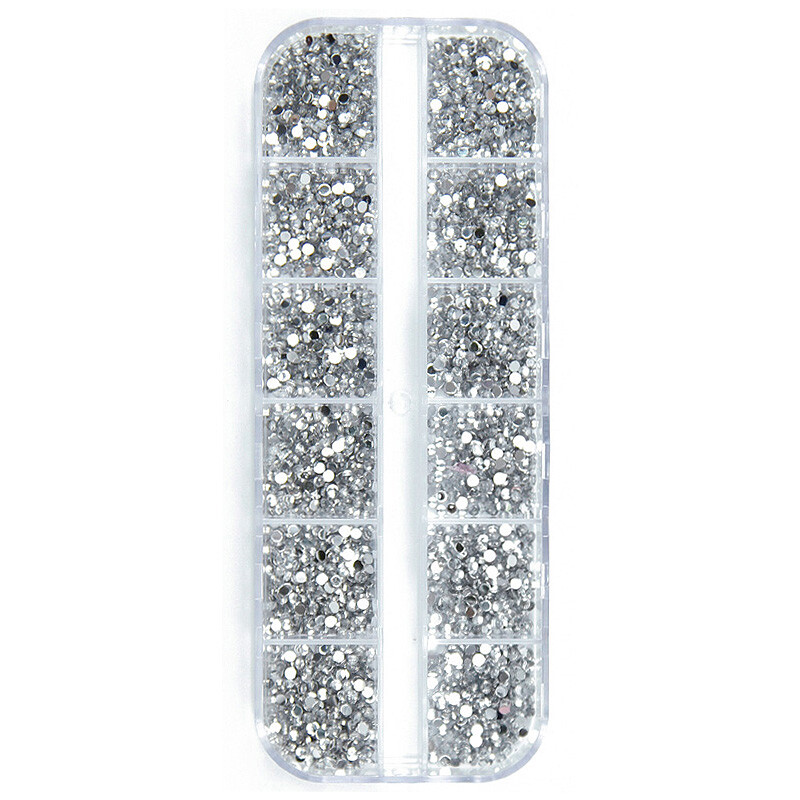 3000Pcs a Box Nail Art Flat Back Crystal Rhinestone 1,5mm 2,0mm Dazzling Diamonds Strass Tip 3D Διακόσμηση