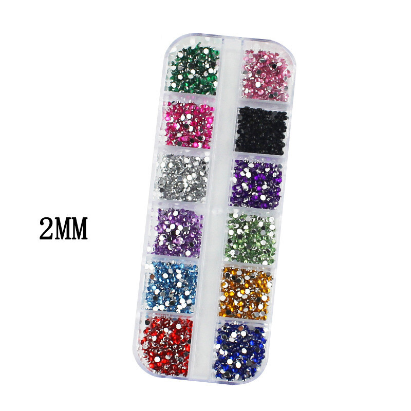 3000Pcs a Box Nail Art Flat Back Crystal Rhinestone 1,5mm 2,0mm Dazzling Diamonds Strass Tip 3D Διακόσμηση
