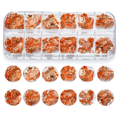 12 rešetki Zlatne folije Nepravilne prekrasne svjetlucave aluminijske ljuskice Paillette Chip Design Sjajne svjetlucave Ukrasi za nokte