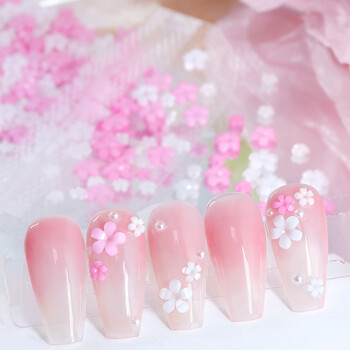 Kawaii Pink White Flower Nail Art Charms 3D Flowers Ανταλλακτικά νυχιών Rhinestone Διακοσμήσεις Αναλώσιμα Μανικιούρ Αξεσουάρ