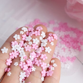 Kawaii Pink White Flower Nail Art Charms 3D Flowers Ανταλλακτικά νυχιών Rhinestone Διακοσμήσεις Αναλώσιμα Μανικιούρ Αξεσουάρ