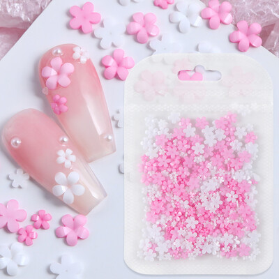 Charmuri pentru unghii cu flori albe roz Kawaii Flori 3D Piese pentru unghii cu strass Decoratiuni Accesorii pentru manichiura