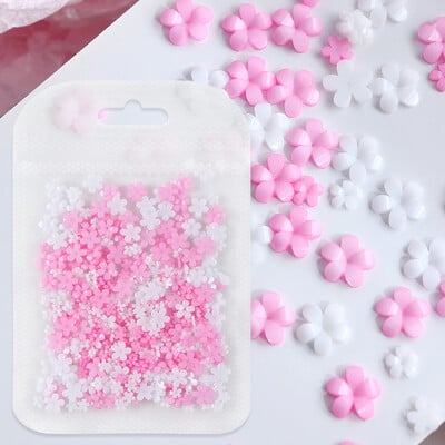 Kawaii rózsaszín fehér virág körömbűvölők 3D virágok strasszos körömalkatrészek dekorációk manikűr kellékek kiegészítők