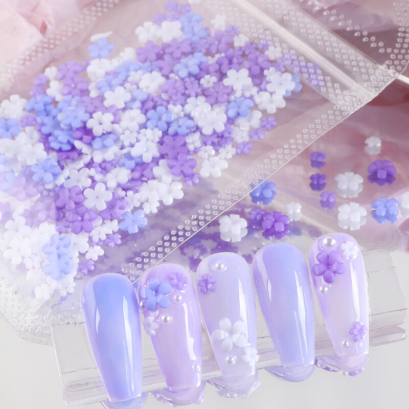 Kawaii rózsaszín fehér virág körömbűvölők 3D virágok strasszos körömalkatrészek dekorációk manikűr kellékek kiegészítők