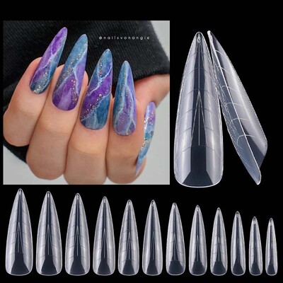 60 gab. Divu nagu veidņu pieaudzēšanas uzgaļi Veidot ātri veidojošus viltus nagus Īsi mandeļu akrila augšējās formas Diy Art manikīra rīks