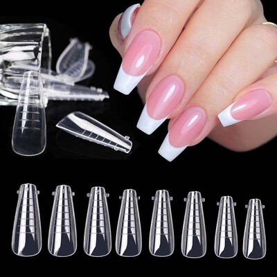 60 gab. Divu nagu veidņu pieaudzēšanas uzgaļi Veidot ātri veidojošus viltus nagus Īsi mandeļu akrila augšējās formas Diy Art manikīra rīks