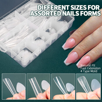 Nailpop Duet System Dual Form Set за маникюр Френски маникюр Square Almond Reuse Silicone Nail Sticker Top Mold Nail Art Tool