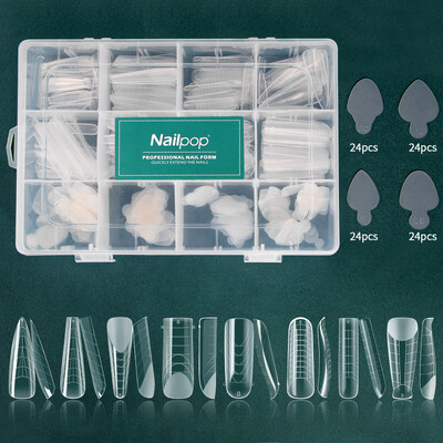 Nailpop Duet System Σετ διπλής φόρμας για μανικιούρ Γαλλικό μανικιούρ τετράγωνο αμύγδαλο επαναχρησιμοποίηση αυτοκόλλητο νυχιών σιλικόνης Top Mold Nail Art Tool