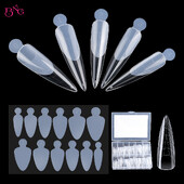Dvostruki oblici Nokti Brza izgradnja Poli kalup za gel za nokte sa 12kom silikonskih francuskih naljepnica za nadogradnju noktiju Savjeti za gornje kalupe