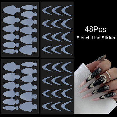 Dvostruki oblici Nokti Brza izgradnja Poli kalup za gel za nokte sa 12kom silikonskih francuskih naljepnica za nadogradnju noktiju Savjeti za gornje kalupe