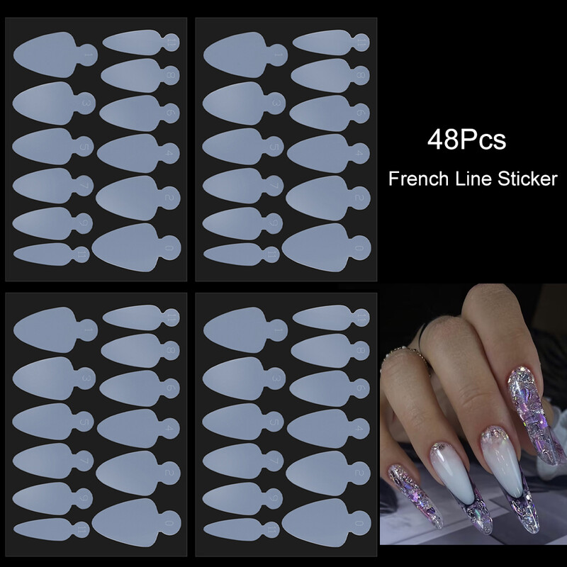 Dvostruki oblici Nokti Brza izgradnja Poli kalup za gel za nokte sa 12kom silikonskih francuskih naljepnica za nadogradnju noktiju Savjeti za gornje kalupe