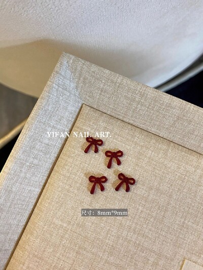 50 kom. Mini mašnica od smole crvene boje vina Jednostavne linije Privjesci za nokte s lukom u čvorove 3D ukrasi za nokte od smole DIY dodaci za nokte