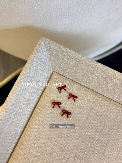 50 kom. Mini mašnica od smole crvene boje vina Jednostavne linije Privjesci za nokte s lukom u čvorove 3D ukrasi za nokte od smole DIY dodaci za nokte