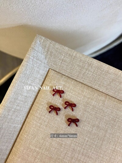 50 kom. Mini mašnica od smole crvene boje vina Jednostavne linije Privjesci za nokte s lukom u čvorove 3D ukrasi za nokte od smole DIY dodaci za nokte