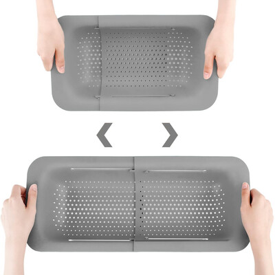 Virs izlietnes caurduris, sietiņš, groza mazgāšana, dārzeņi un augļi, izvelkami jauni mājas virtuves piederumi (8 W X 14–19 L x 2,8 H)