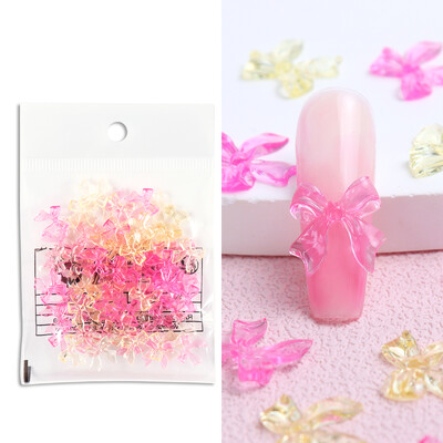 30 kom. Kawaii Aurora vrpca s mašnom za nokte Privjesci za nokte sa kamenčićima Dekoracija Sjajna prozirna mašna za nokte Dodaci za manikuru