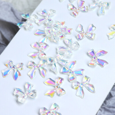 30 kom. Kawaii Aurora vrpca s mašnom za nokte Privjesci za nokte sa kamenčićima Dekoracija Sjajna prozirna mašna za nokte Dodaci za manikuru