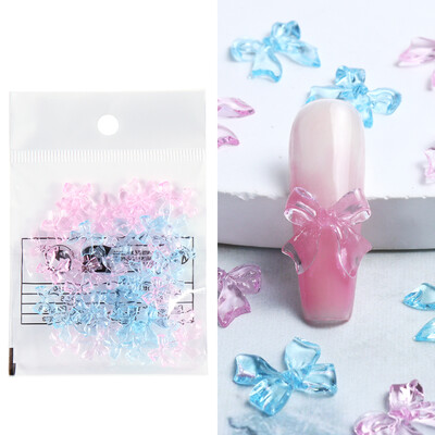 30 kom. Kawaii Aurora vrpca s mašnom za nokte Privjesci za nokte sa kamenčićima Dekoracija Sjajna prozirna mašna za nokte Dodaci za manikuru